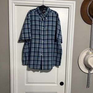 Roundtree & Yorke Navy and White Plaid Shirt